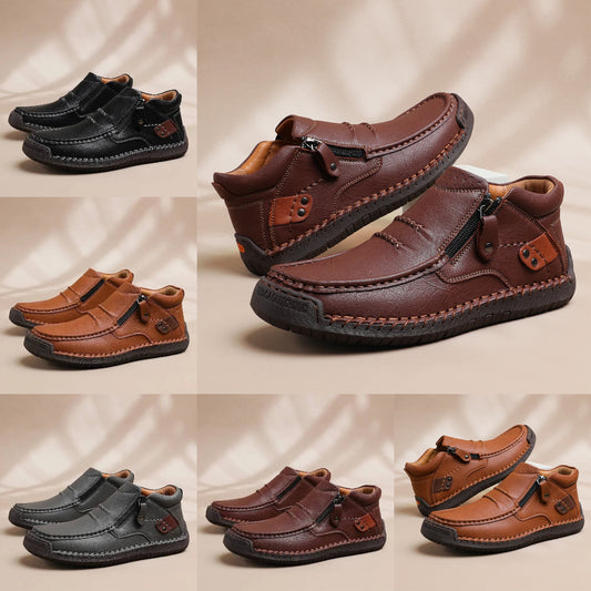 👞Pantofi casual bărbătești din piele de înaltă calitate, lucrați manual, antiderapanți - vârf larg, suport pentru arcul plantar-R