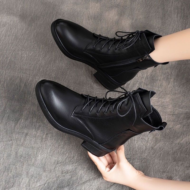 【35-41】2026 nuevas botas de mujer de cuero genuino hechas a mano-E