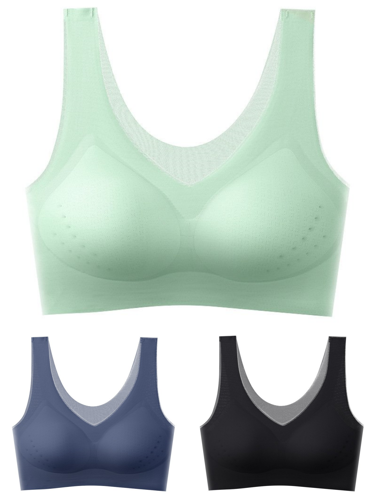 ❄️🧊【Oferta limitada】✨【Juego de 3 piezas】【40–120KG】Sujetador push-up de seda helada 2026 – sin costuras, ligero y transpirable ❄️💃【Comodidad diaria máxima】-E