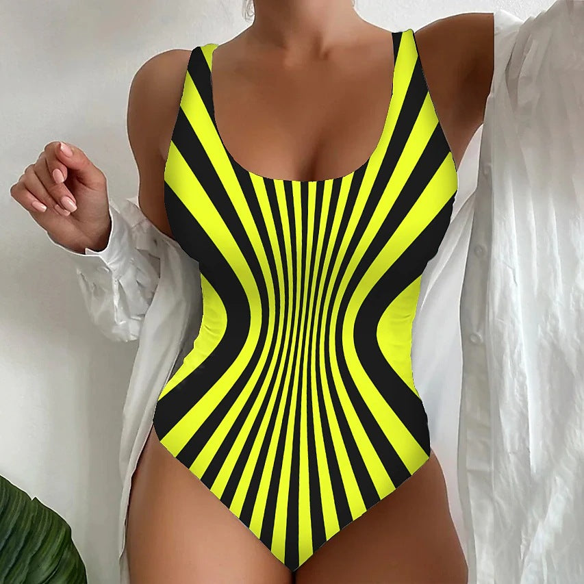 🥰【Poslední den – sleva 50 %】🔥【S~6XL】Unikátní pruhované jednodílné plavky-Z