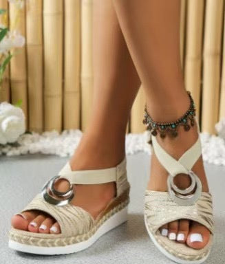 ✨👡【36-43】Nove moderne ljetne sandale s ravnom petom, velika veličina, debeli potplat-H