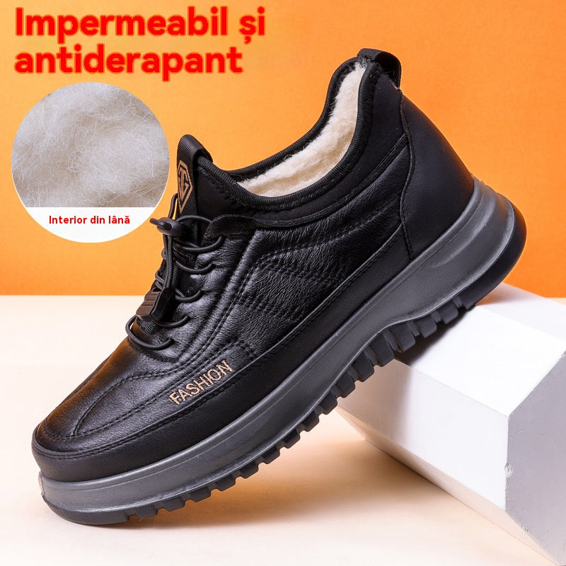 ⛄🔥【39-45】Zapatos deportivos casuales de invierno 2025 para hombre, nuevos, de cuero genuino, impermeables, con suela suave de terciopelo-E