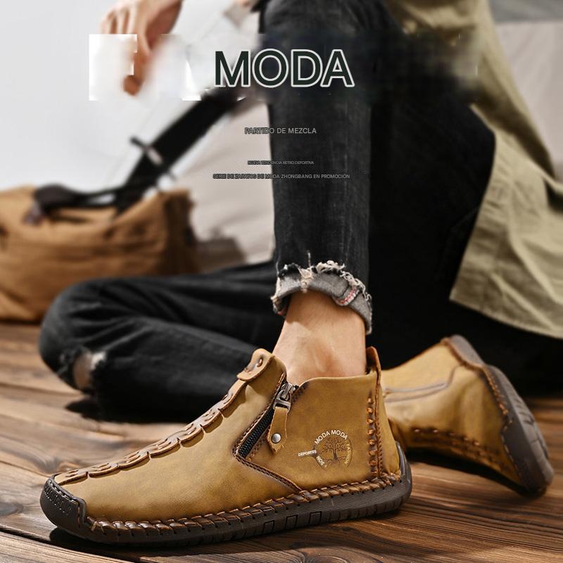 🥾Botas Martens para hombre hechas totalmente a mano con cuero genuino (tallas 38-48), con forro de felpa y cremallera – cálidas, cómodas y elegantes, ideales para el invierno.-E