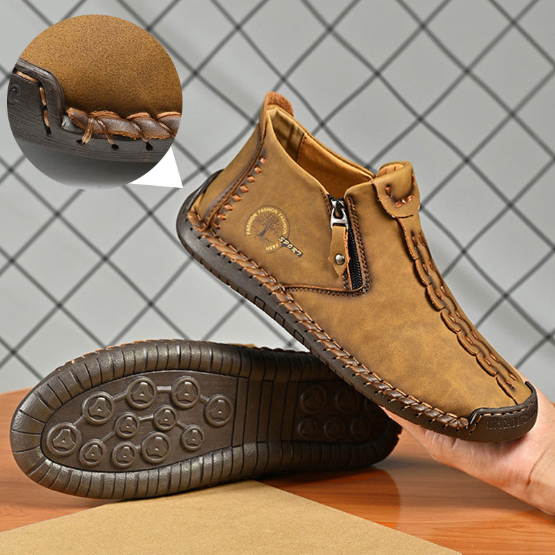 👞💥【38-48】Novost Zima 2025: Moške Martens čevlje s podlogo iz krzna in zadrgo – Topli, udobni in stilski za zimske dni!-L
