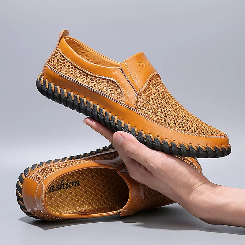 【38-48】👞2026 Nové jarní a letní pánské síťované boty velké velikosti - pravá hovězí kůže, proti pocení a zápachu, prodyšné a pohodlné-Z