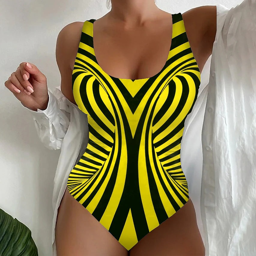 🥰【Poslední den – sleva 50 %】🔥【S~6XL】Unikátní pruhované jednodílné plavky-Z