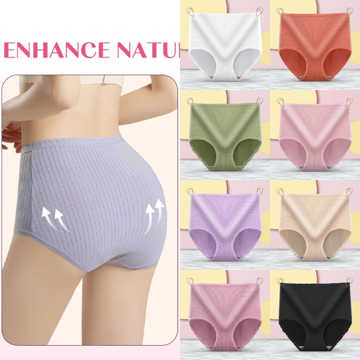 💖 (8 komada) Ženske mekane pamučne prozračne antibakterijske gaćice visokog struka, udobne i ne deformirane-H