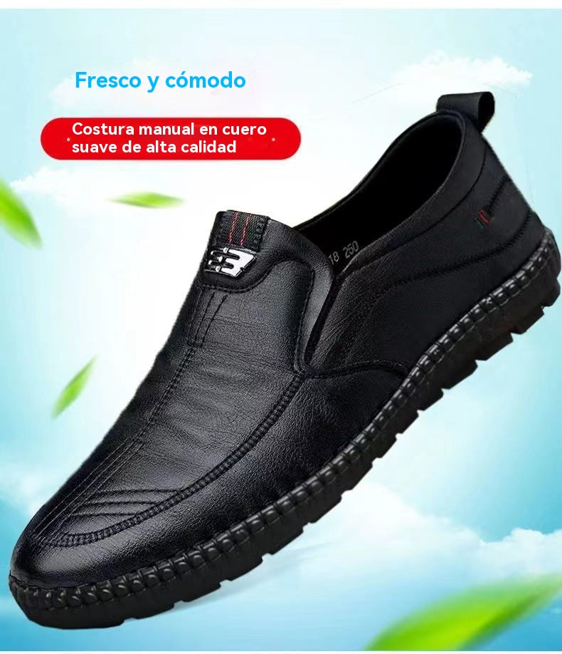 【39-44】Zapatos de cuero modernos y versátiles para hombres de mediana edad y mayores.-E