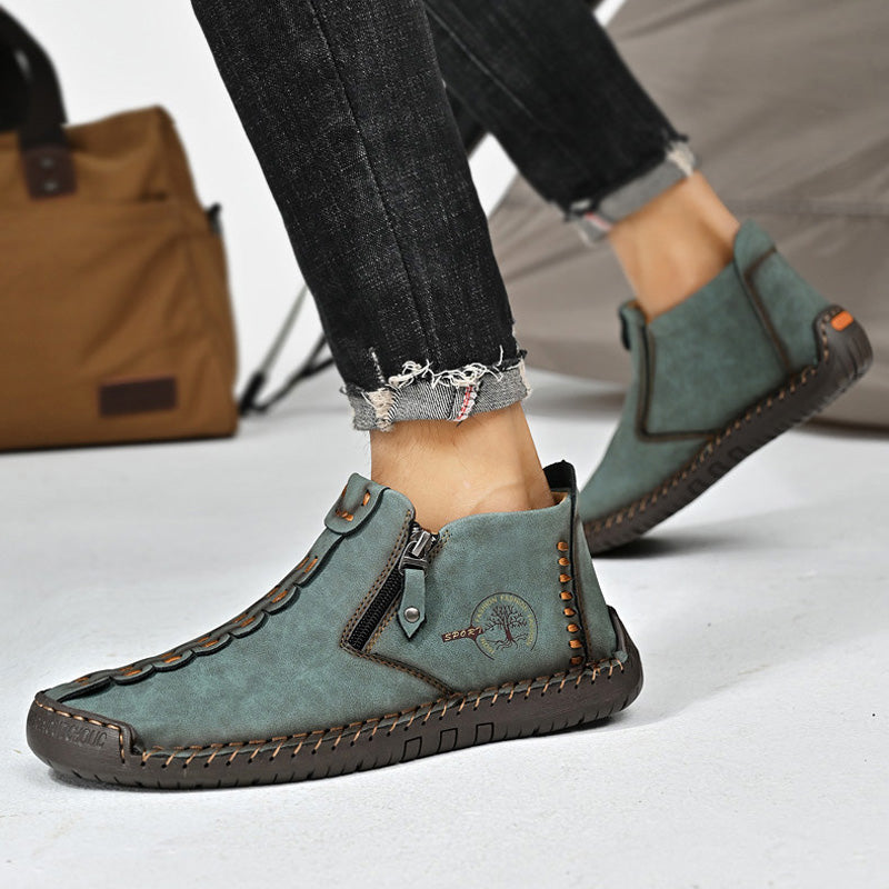 🥾Botas Martens para hombre hechas totalmente a mano con cuero genuino (tallas 38-48), con forro de felpa y cremallera – cálidas, cómodas y elegantes, ideales para el invierno.-E