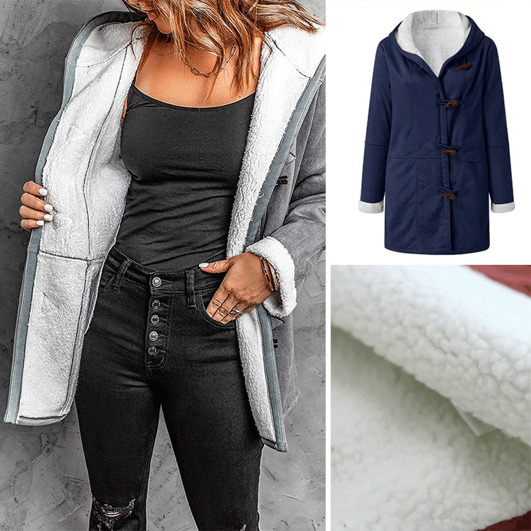 🐏 Sezónní sleva -43% 🔥【S-5XL】Dámský zimní kabát s fleecovou podšívkou a kožíškovým límcem