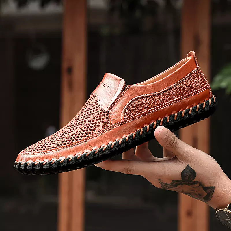 【38-48】👞2026 Nové jarní a letní pánské síťované boty velké velikosti - pravá hovězí kůže, proti pocení a zápachu, prodyšné a pohodlné-Z