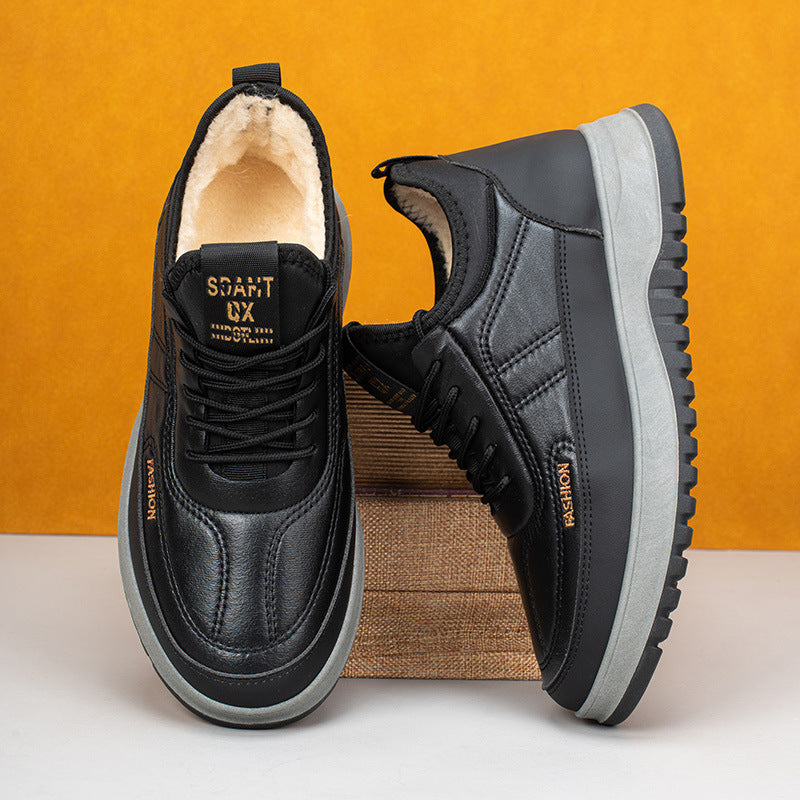 ⛄🔥【39-45】Zapatos deportivos casuales de invierno 2025 para hombre, nuevos, de cuero genuino, impermeables, con suela suave de terciopelo-E