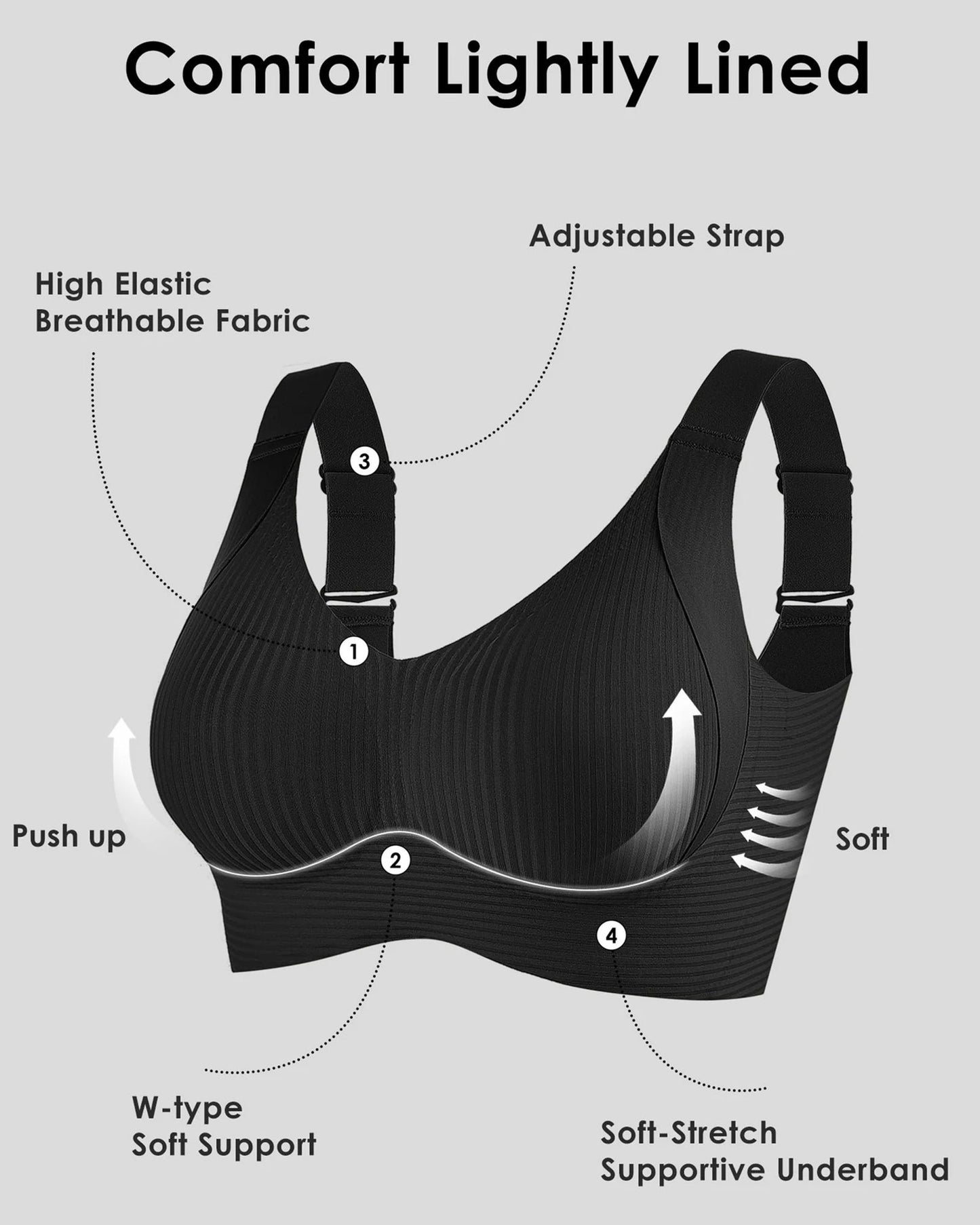 😍【Paquete de 4】Sujetador inalámbrico de una pieza para mujer❤️【40-95 kg】-E