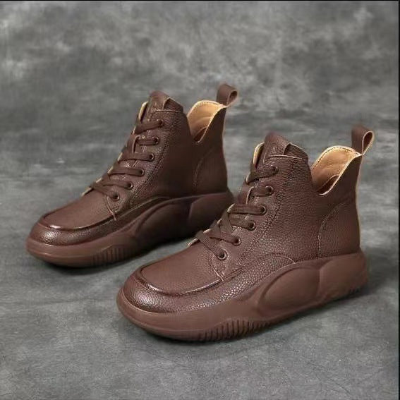 【50% DE DESCUENTO】Nuevas botas pequeñas de cuero para deportes y ocio, botas martin de suela gruesa, pies cómodos y no cansados-E