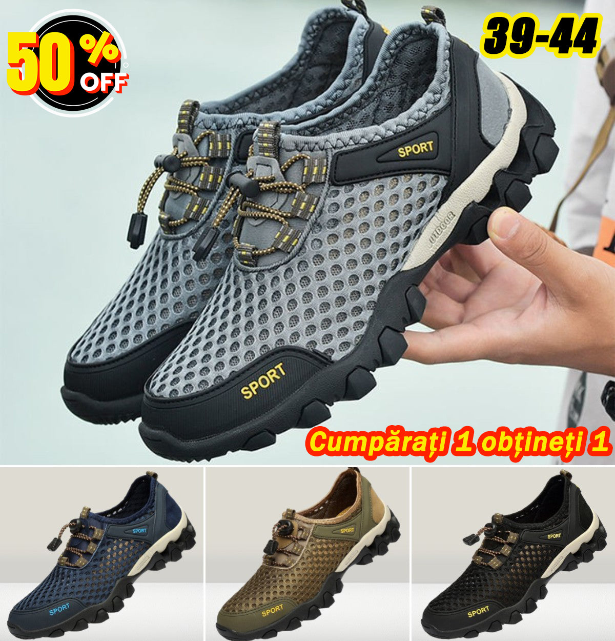 🔥Novo, vruće na rasprodaji🔥【39-44】🎉🌈Ljetne muške prozračne mrežaste planinarske cipele za 2025. godinu, vodootporne i neklizajuće-H