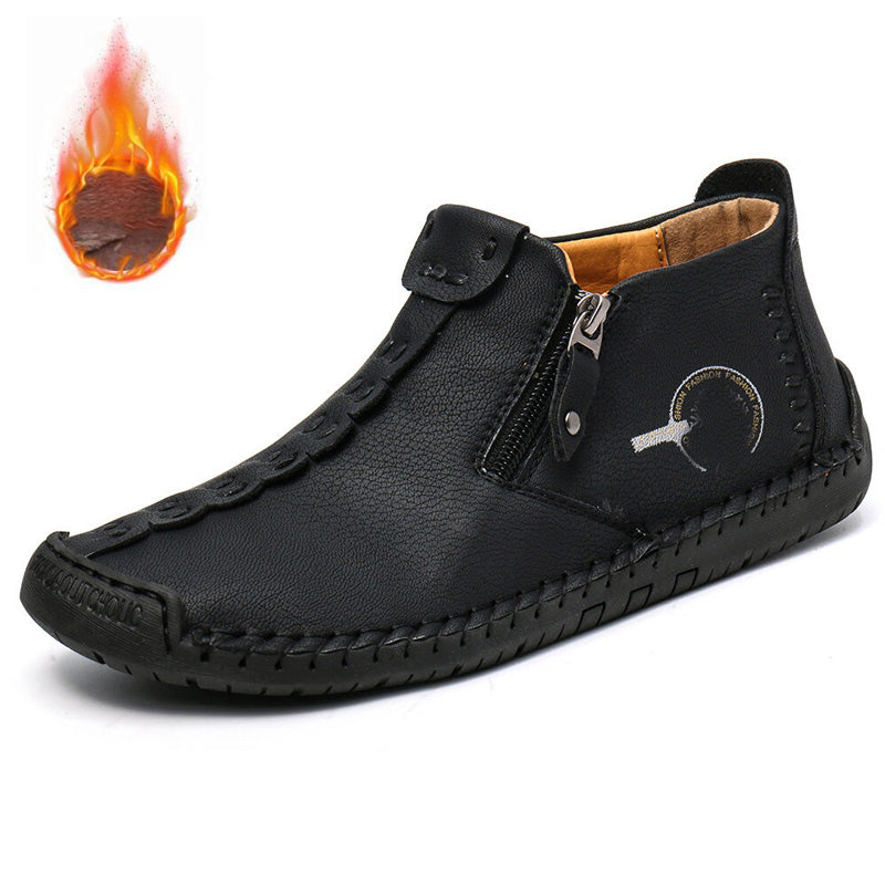 🥾Botas Martens para hombre hechas totalmente a mano con cuero genuino (tallas 38-48), con forro de felpa y cremallera – cálidas, cómodas y elegantes, ideales para el invierno.-E