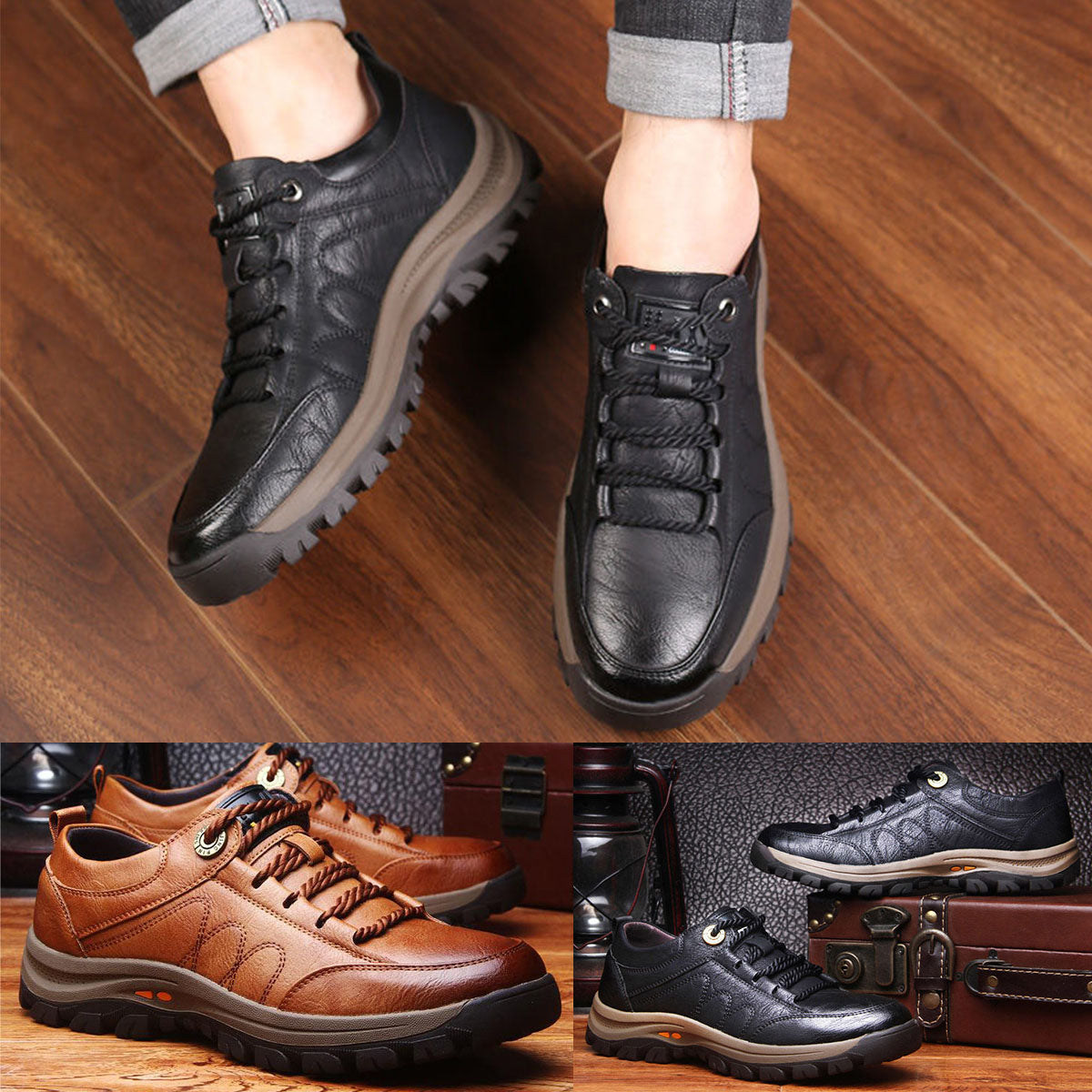 👞【39-48】Zapatos Cuero Casual Hombre/Mujer - Impermeables y Antideslizantes-E