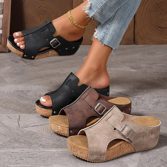 【50% OFF】Dámské módní sandály s otevřenou špičkou na platformě-Z