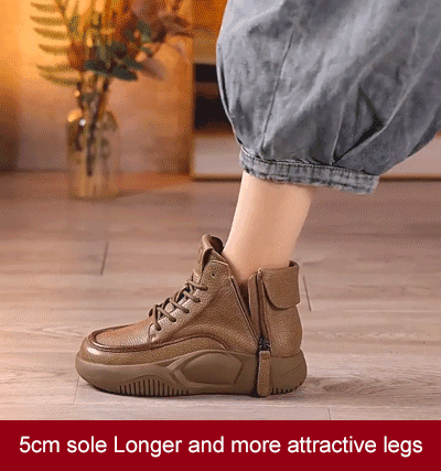 【50% DE DESCUENTO】Nuevas botas pequeñas de cuero para deportes y ocio, botas martin de suela gruesa, pies cómodos y no cansados-E