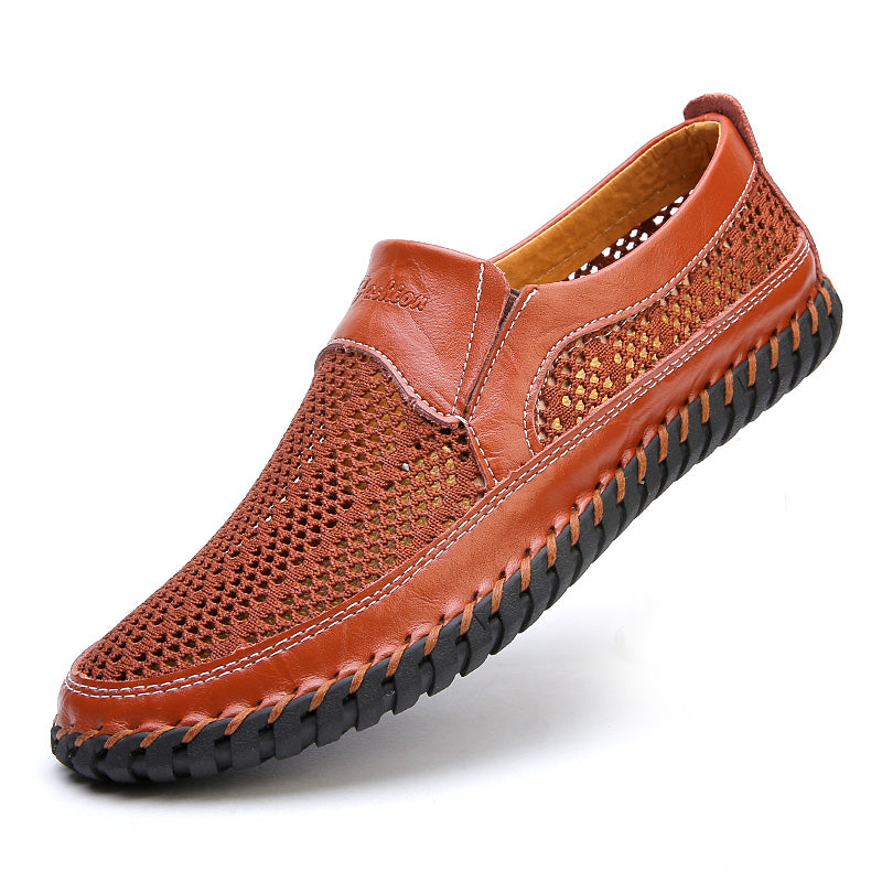 【38-48】👞2026 Nové jarní a letní pánské síťované boty velké velikosti - pravá hovězí kůže, proti pocení a zápachu, prodyšné a pohodlné-Z