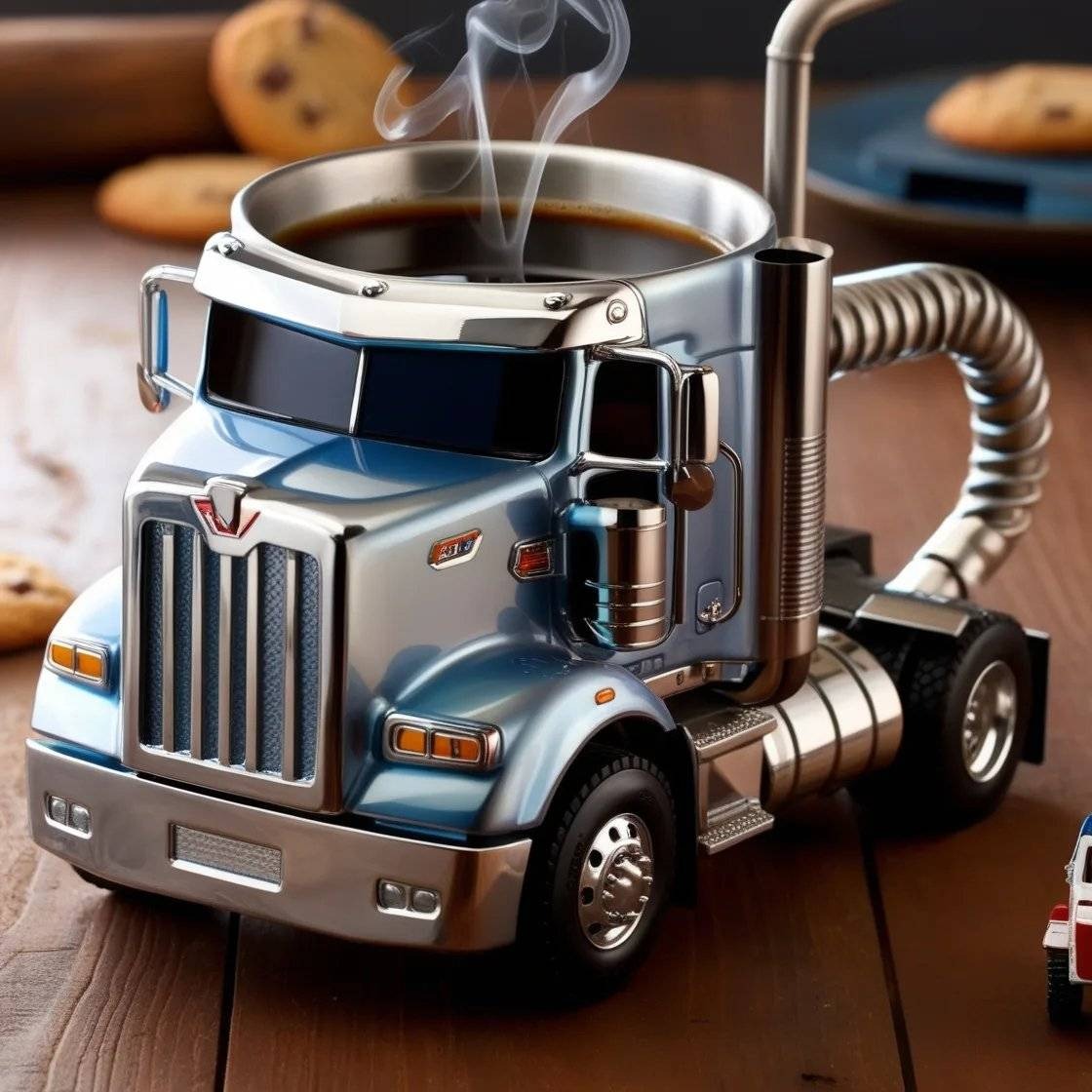 🚛Ručno izrađena šalica za kavu modela kamiona s poluprikolicom -H
