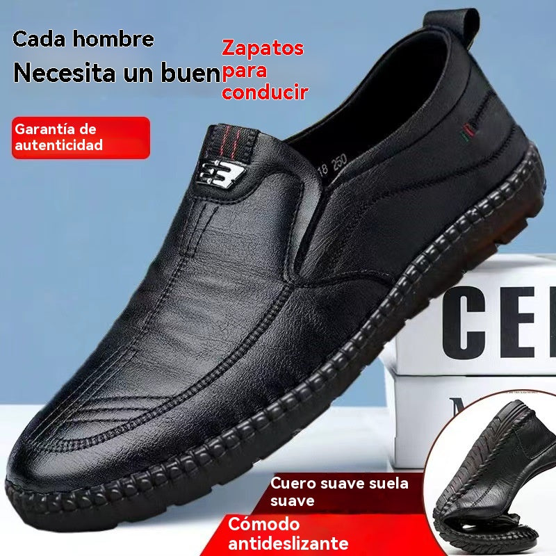 【39-44】Zapatos de cuero modernos y versátiles para hombres de mediana edad y mayores.-E