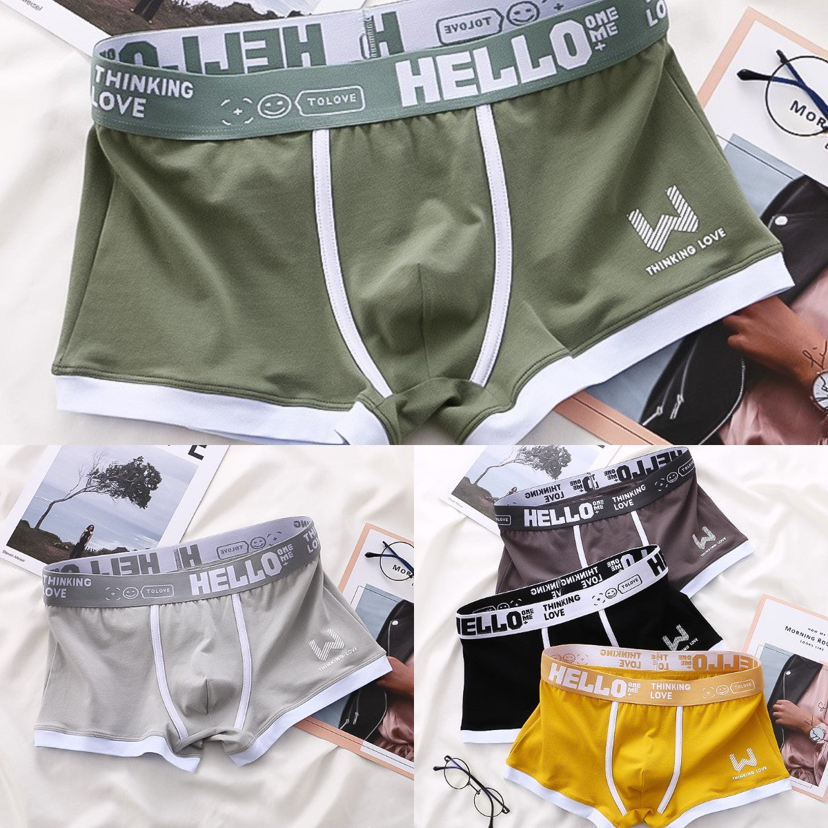 [5 darab] Férfi pamut boxernadrág-U