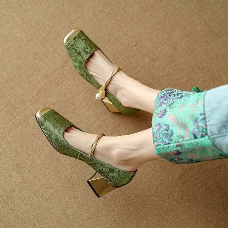 💕🌈【35-40】✨Dámské boty Mary Jane, s retro vzorem a vyšívanými květinami, trendy, léto 2026👡-Z