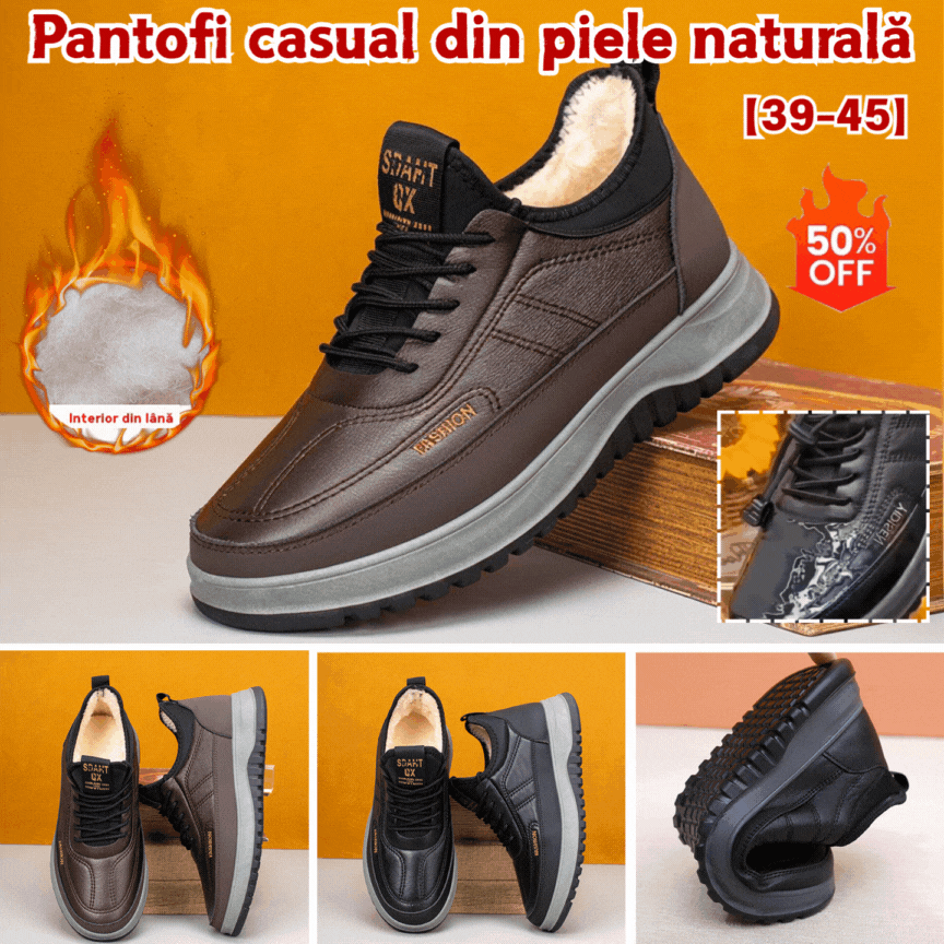 ⛄🔥【39-45】Zapatos deportivos casuales de invierno 2025 para hombre, nuevos, de cuero genuino, impermeables, con suela suave de terciopelo-E