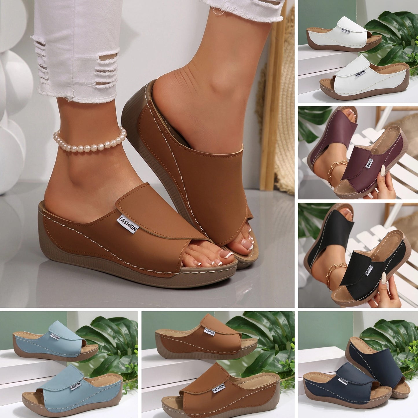 [Nuevos productos 2026] [36-43] Zapatillas de cuña con suela gruesa para mujer-E