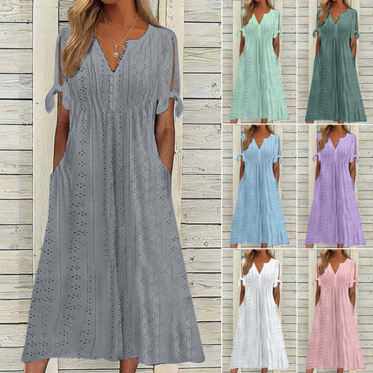 【Omezená nabídka 45% OFF】【🏆Nejprodávanější produkty】👗 Jednoduché a jemné jednobarevné šaty