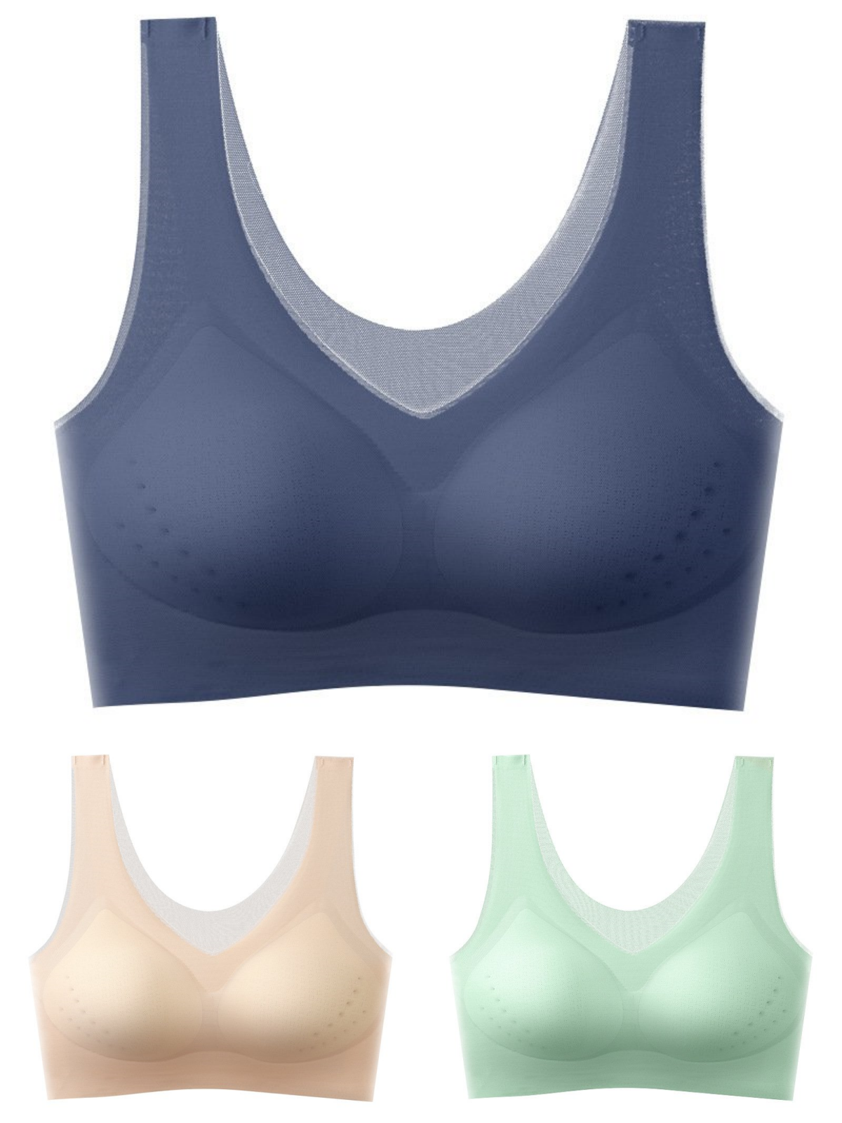 ❄️🧊【Oferta limitada】✨【Juego de 3 piezas】【40–120KG】Sujetador push-up de seda helada 2026 – sin costuras, ligero y transpirable ❄️💃【Comodidad diaria máxima】-E
