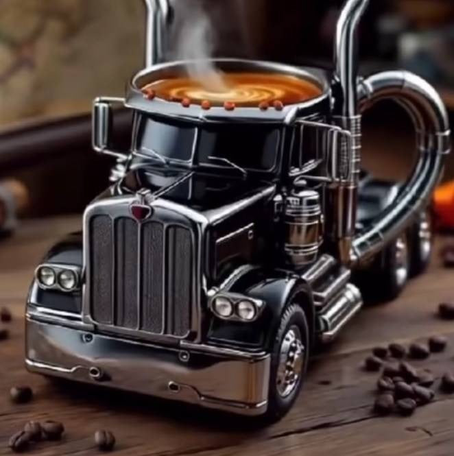 🚛Ručno izrađena šalica za kavu modela kamiona s poluprikolicom -H