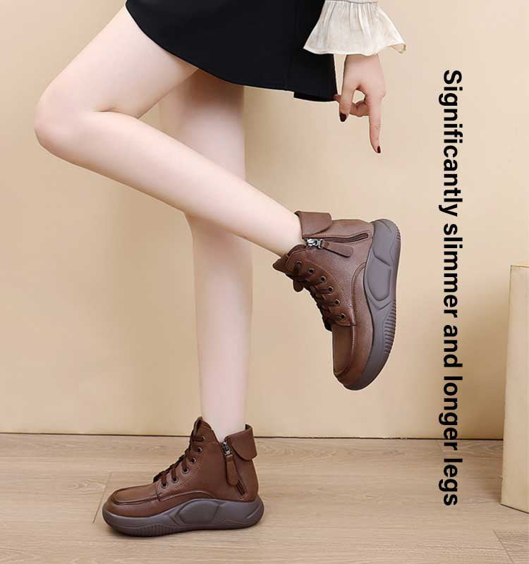 【50% DE DESCUENTO】Nuevas botas pequeñas de cuero para deportes y ocio, botas martin de suela gruesa, pies cómodos y no cansados-E