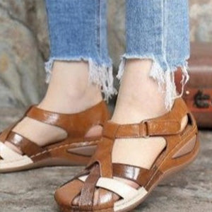 【35-43】Sandalias de mujer con plataforma de cuero suave y recortes-3567589-E