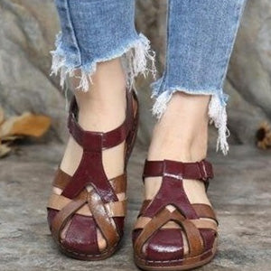 【35-43】Sandalias de mujer con plataforma de cuero suave y recortes-3567589-E