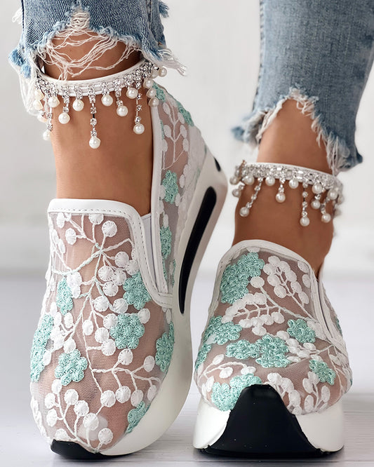🌺👡【35-41】2026 Ležérní obuv s vyšívanou krajkou ✅Módní a elegantní ✅měkké a pohodlné-Z